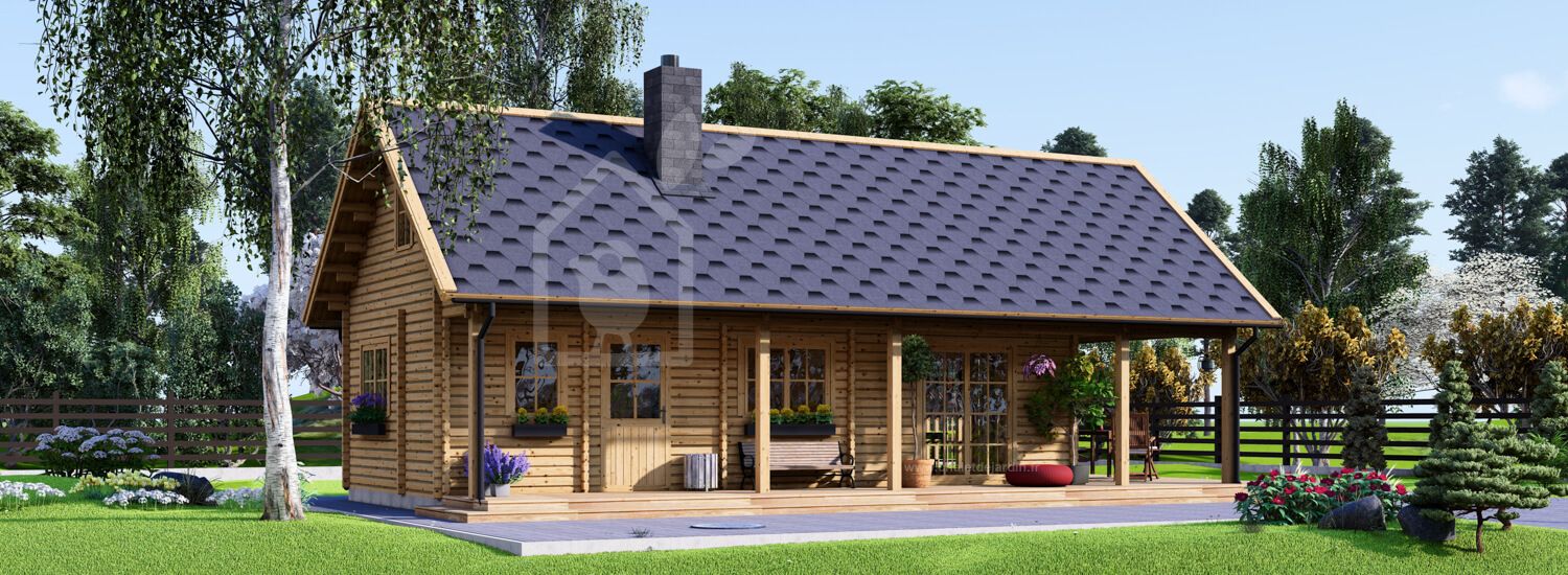chalet en bois habitable avec terrasse aura (isolé re2020, 44+44 mm), 100 m² + 35 m² chalet en bois habitable avec terrasse aura (isolé re2020, 44+44 mm), 100 m² + 35 m²