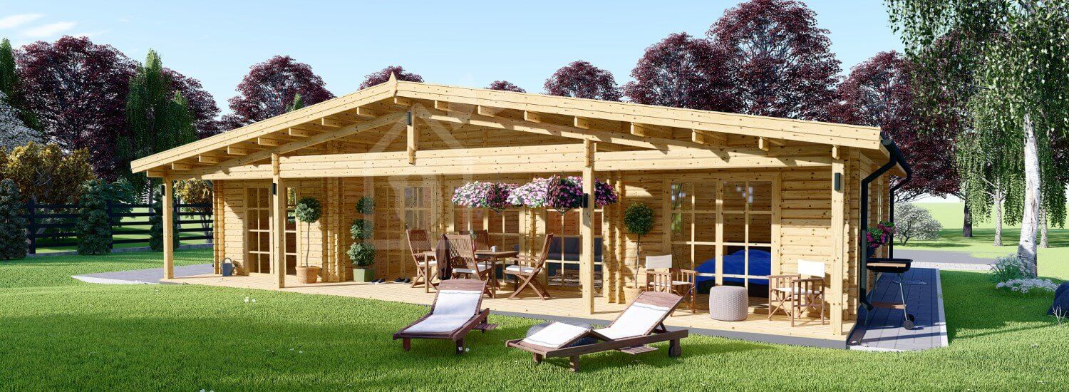 chalet en bois habitable riviera (isolé re2020, 44+44 mm), 100 m² + 20 m² terrasse chalet en bois habitable riviera (isolé re2020, 44+44 mm), 100 m² + 20 m² terrasse
