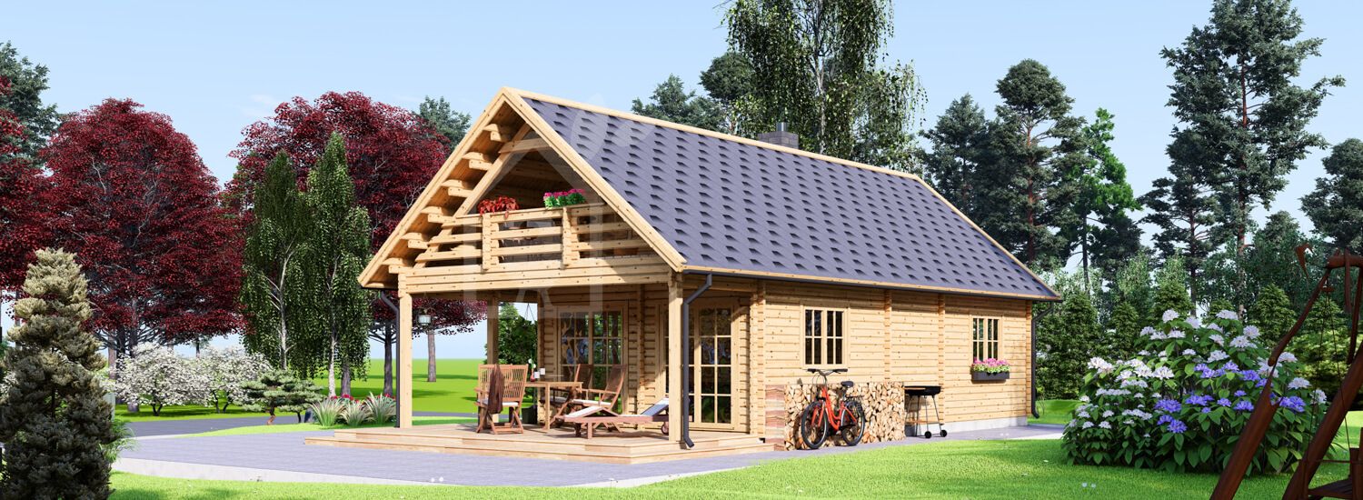 chalet en bois habitable avec terrasse aura (isolé re2020, 44+44 mm), 100 m² + 35 m² chalet en bois habitable avec terrasse aura (isolé re2020, 44+44 mm), 100 m² + 35 m²