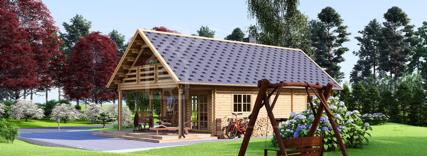 chalet en bois habitable avec terrasse aura (isolé re2020, 44+44 mm), 100 m² + 35 m² chalet en bois habitable avec terrasse aura (isolé re2020, 44+44 mm), 100 m² + 35 m²