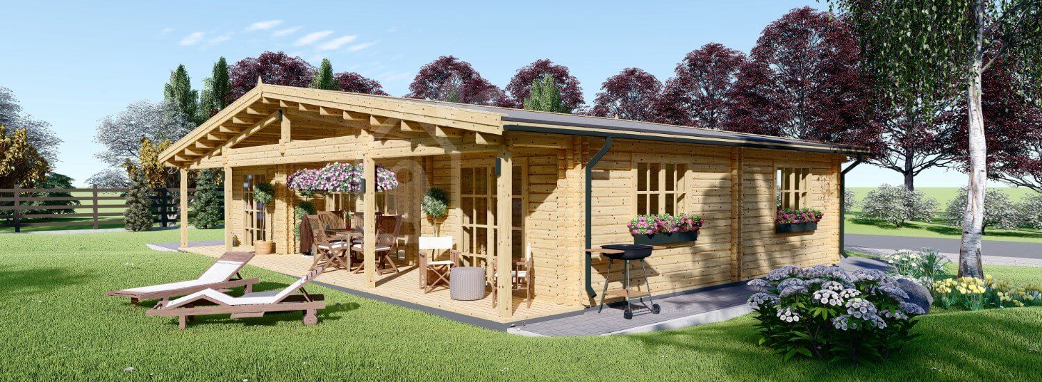 chalet en bois habitable riviera (isolé re2020, 44+44 mm), 100 m² + 20 m² terrasse chalet en bois habitable riviera (isolé re2020, 44+44 mm), 100 m² + 20 m² terrasse
