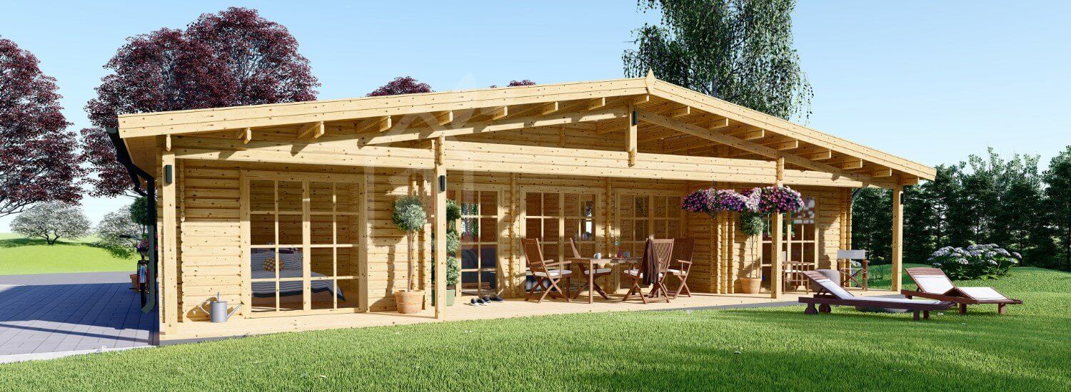 chalet en bois habitable riviera (isolé re2020, 44+44 mm), 100 m² + 20 m² terrasse chalet en bois habitable riviera (isolé re2020, 44+44 mm), 100 m² + 20 m² terrasse