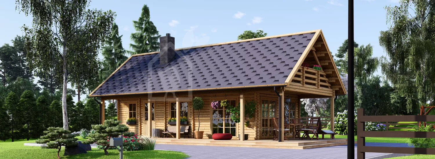 chalet en bois habitable avec terrasse aura (isolé re2020, 44+44 mm), 100 m² + 35 m² chalet en bois habitable avec terrasse aura (isolé re2020, 44+44 mm), 100 m² + 35 m²