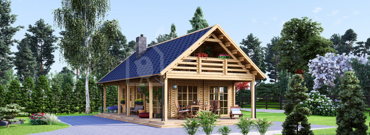 chalet en bois habitable avec terrasse aura (isolé re2020, 44+44 mm), 100 m² + 35 m² chalet en bois habitable avec terrasse aura (isolé re2020, 44+44 mm), 100 m² + 35 m²